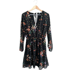 Collective Concepts Floral Metallic Long Sleeve Relaxed Dress Size MP